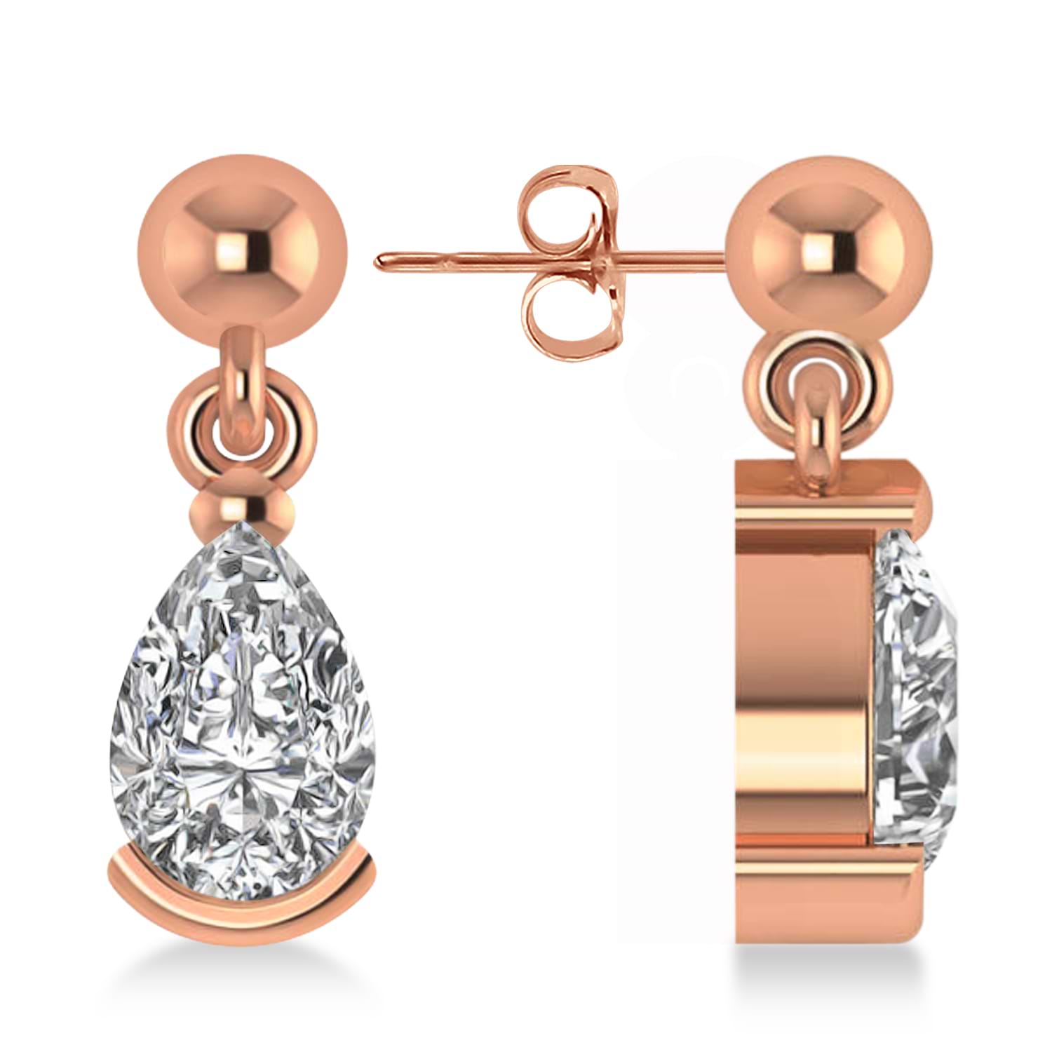 Diamond Dangling Pear Earrings 14k Rose Gold (2.00ct)