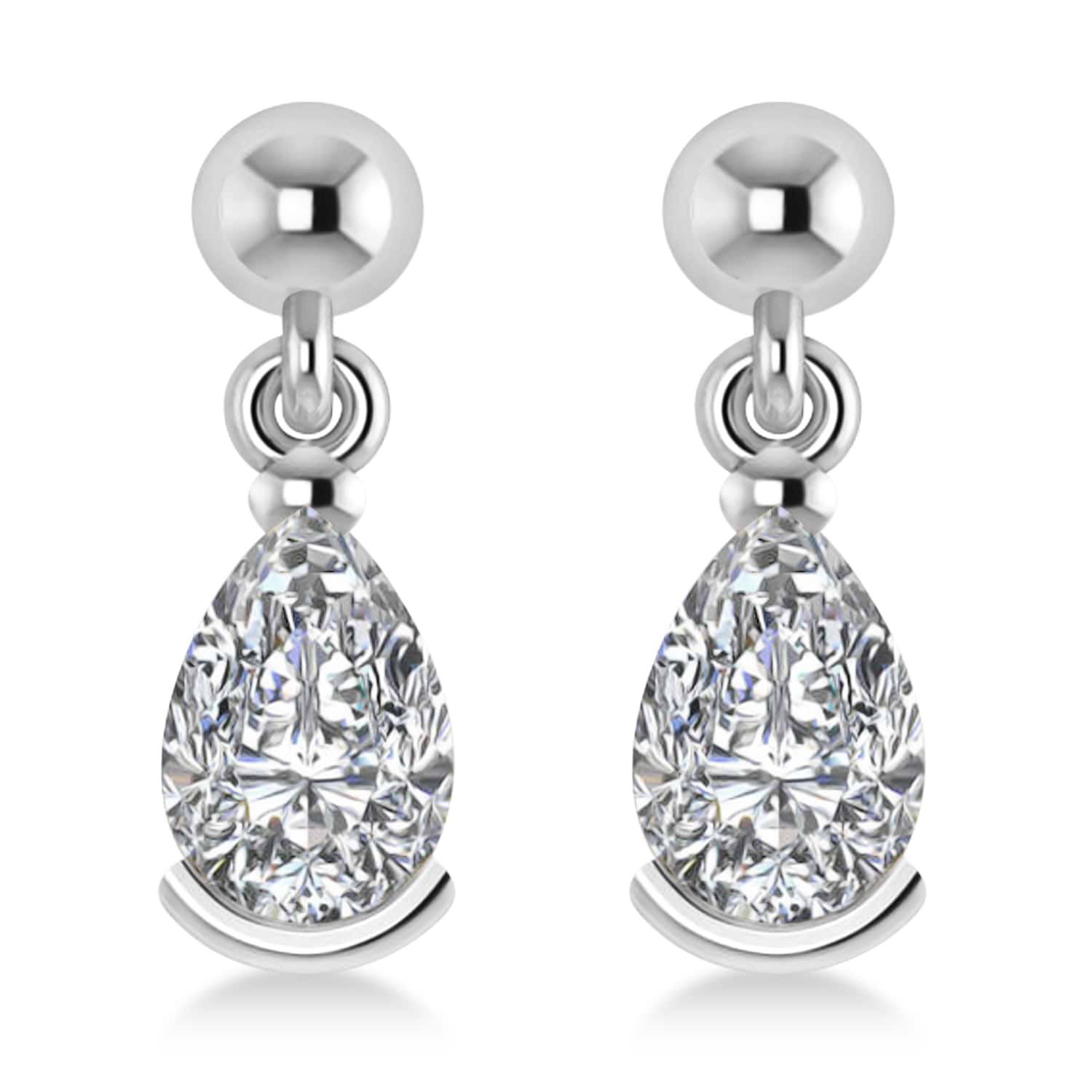 Diamond Dangling Pear Earrings 14k White Gold (2.00ct)
