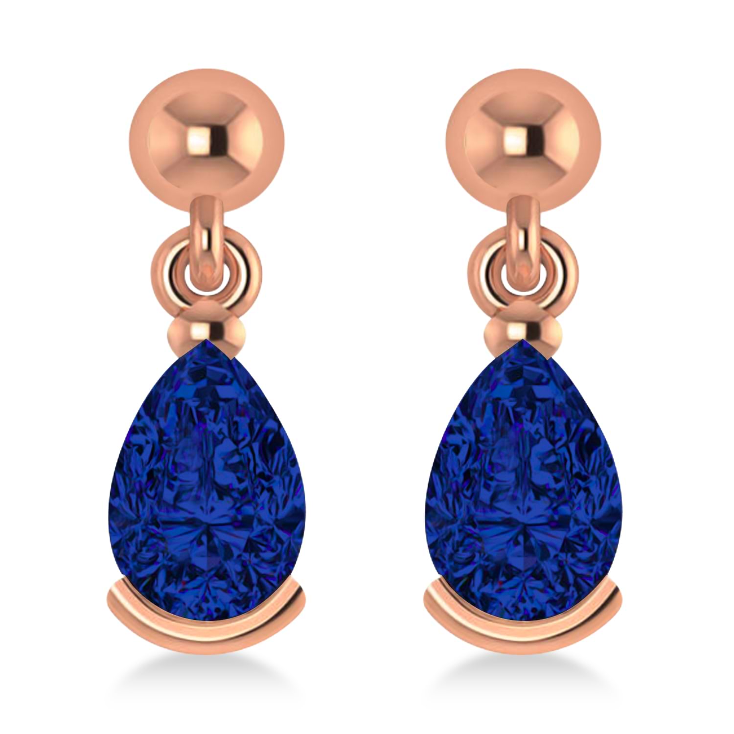 Blue Sapphire Dangling Pear Earrings 14k Rose Gold (2.00ct)