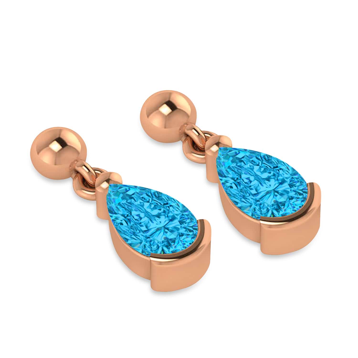 Blue Topaz Dangling Pear Earrings 14k Rose Gold (2.00ct)