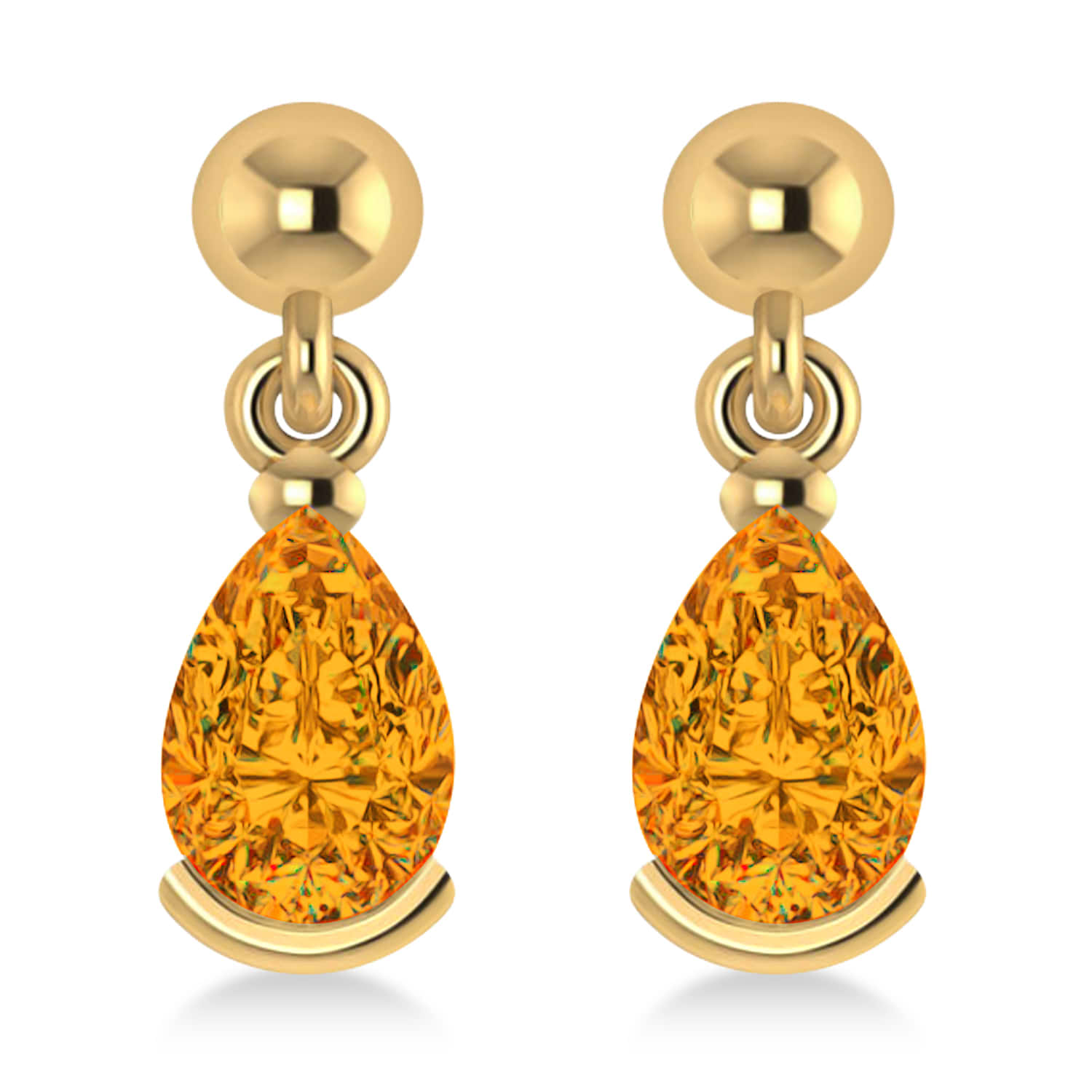 Citrine Dangling Pear Earrings 14k Yellow Gold (2.00ct)