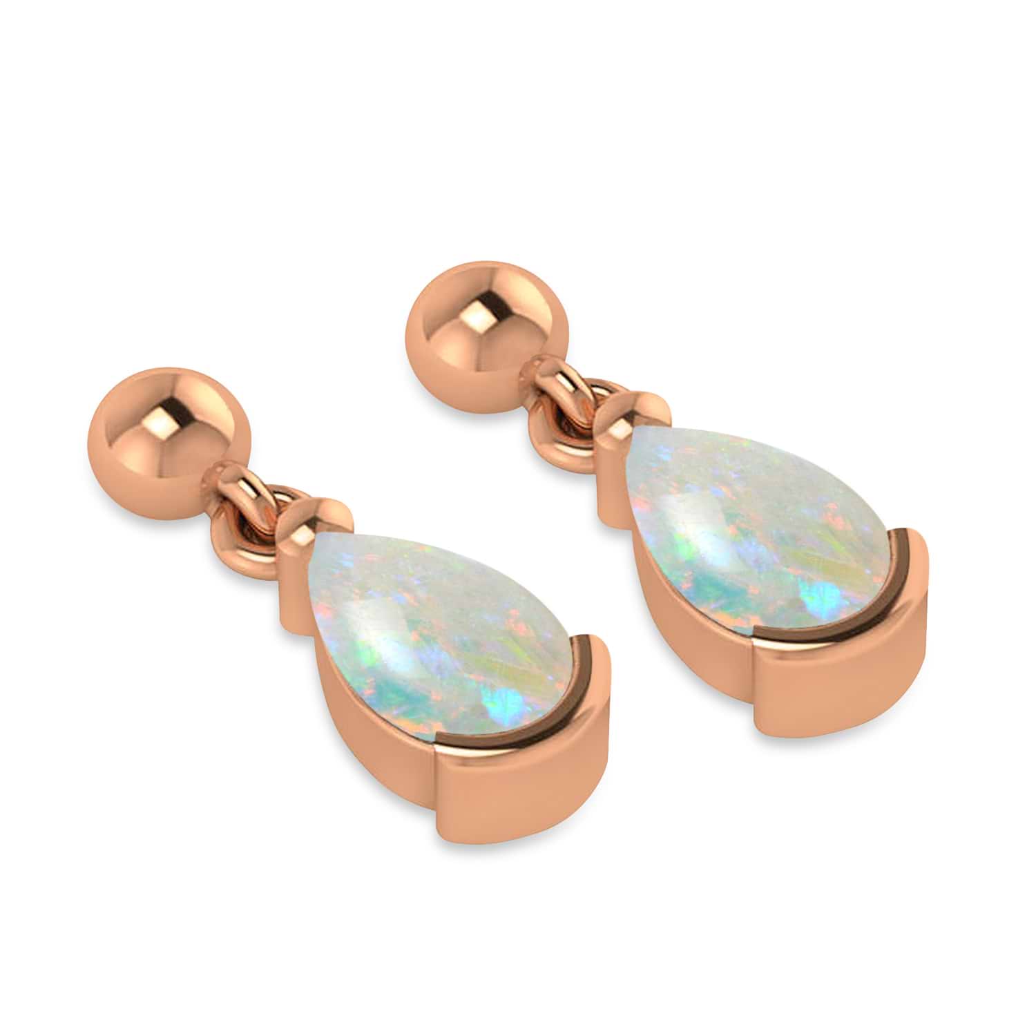 Opal Dangling Pear Earrings 14k Rose Gold (2.00ct)