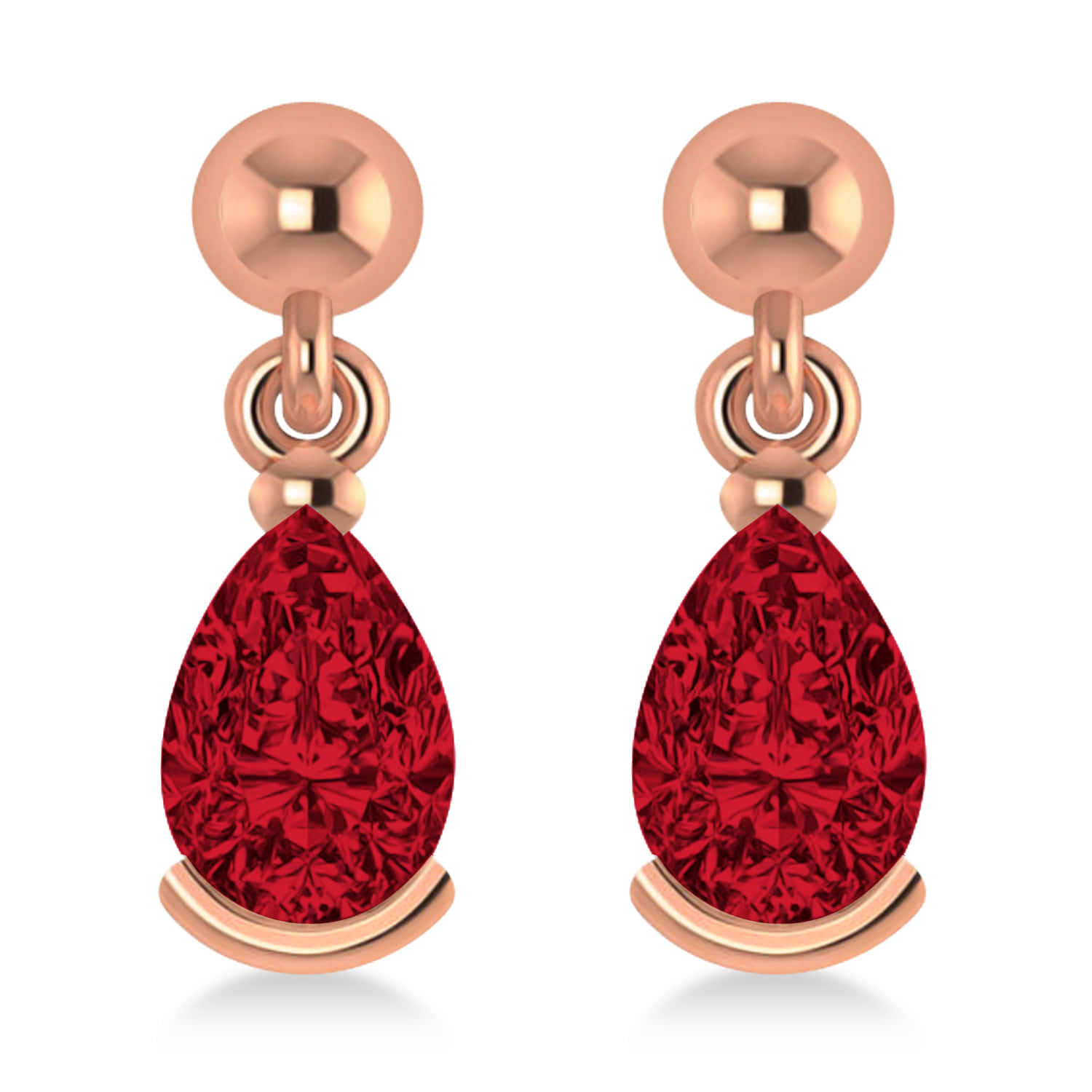 Ruby Dangling Pear Earrings 14k Rose Gold (2.00ct)
