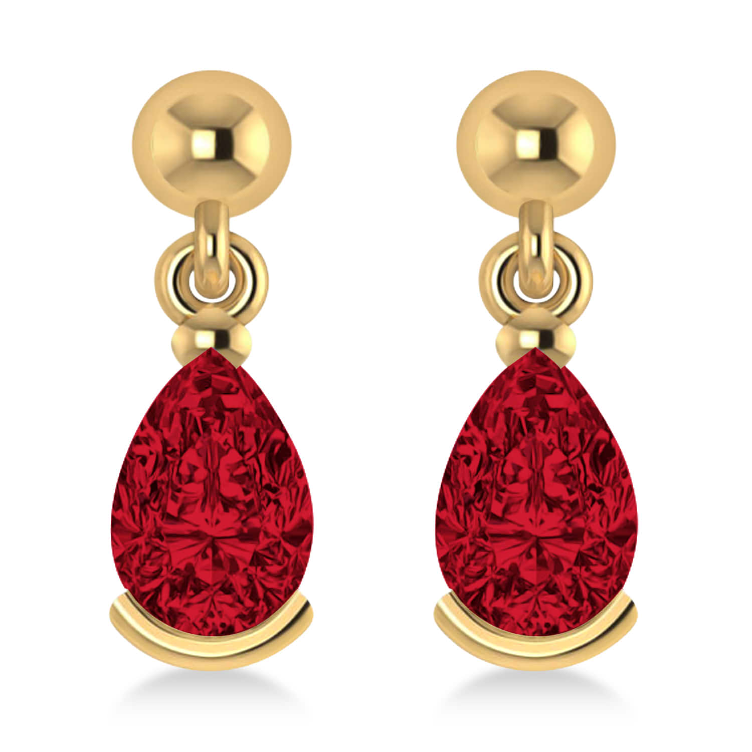 Ruby Dangling Pear Earrings 14k Yellow Gold (2.00ct)