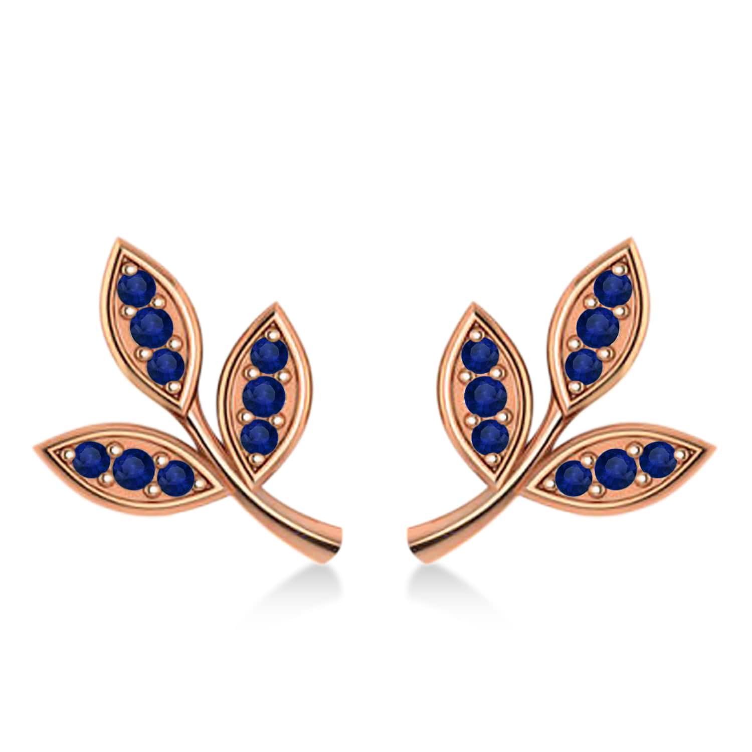 Blue Sapphire 3-Petal Leaf Earrings 14k Rose Gold (0.21ct)