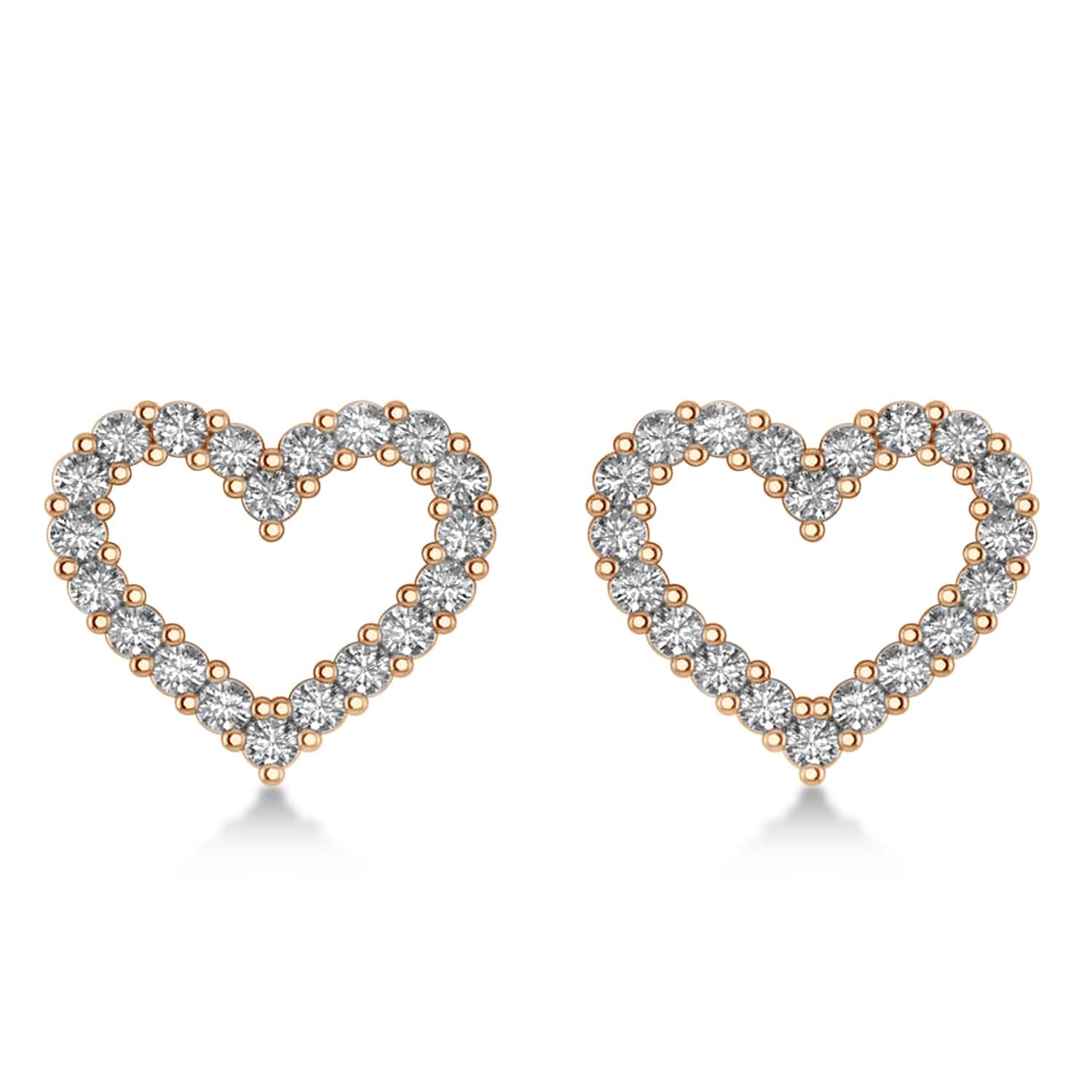 Diamond Open Heart Earrings 14k Rose Gold (0.60ct)