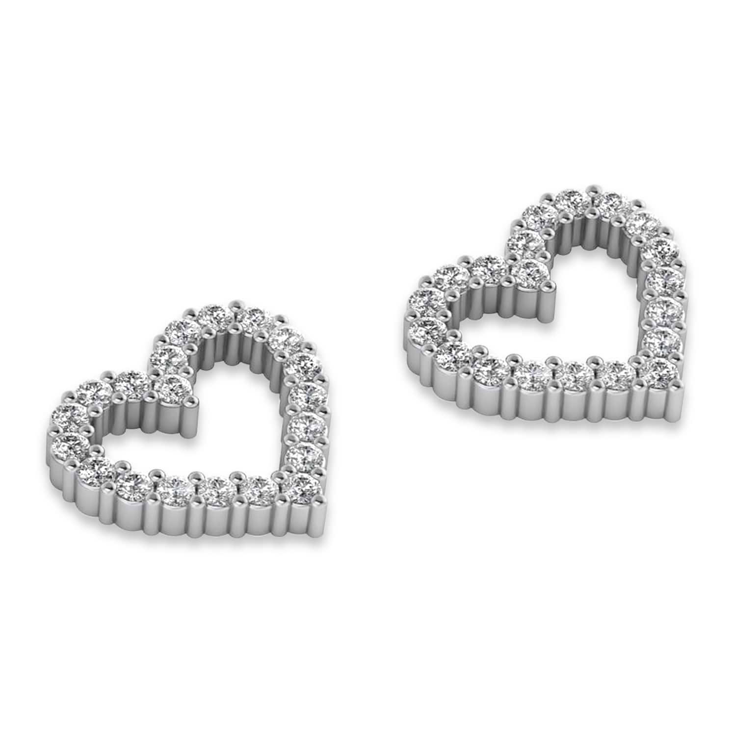 Diamond Open Heart Earrings 14k White Gold 060ct Az9843 2966