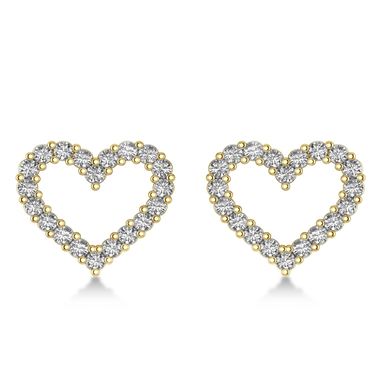 Diamond Open Heart Earrings 14k Yellow Gold (0.60ct)