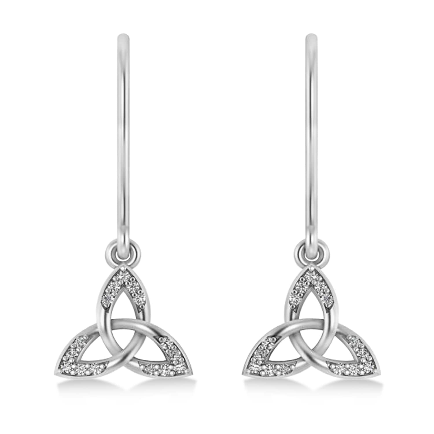 Diamond Celtic Knot Dangle Earrings 14k White Gold (0.15ct)