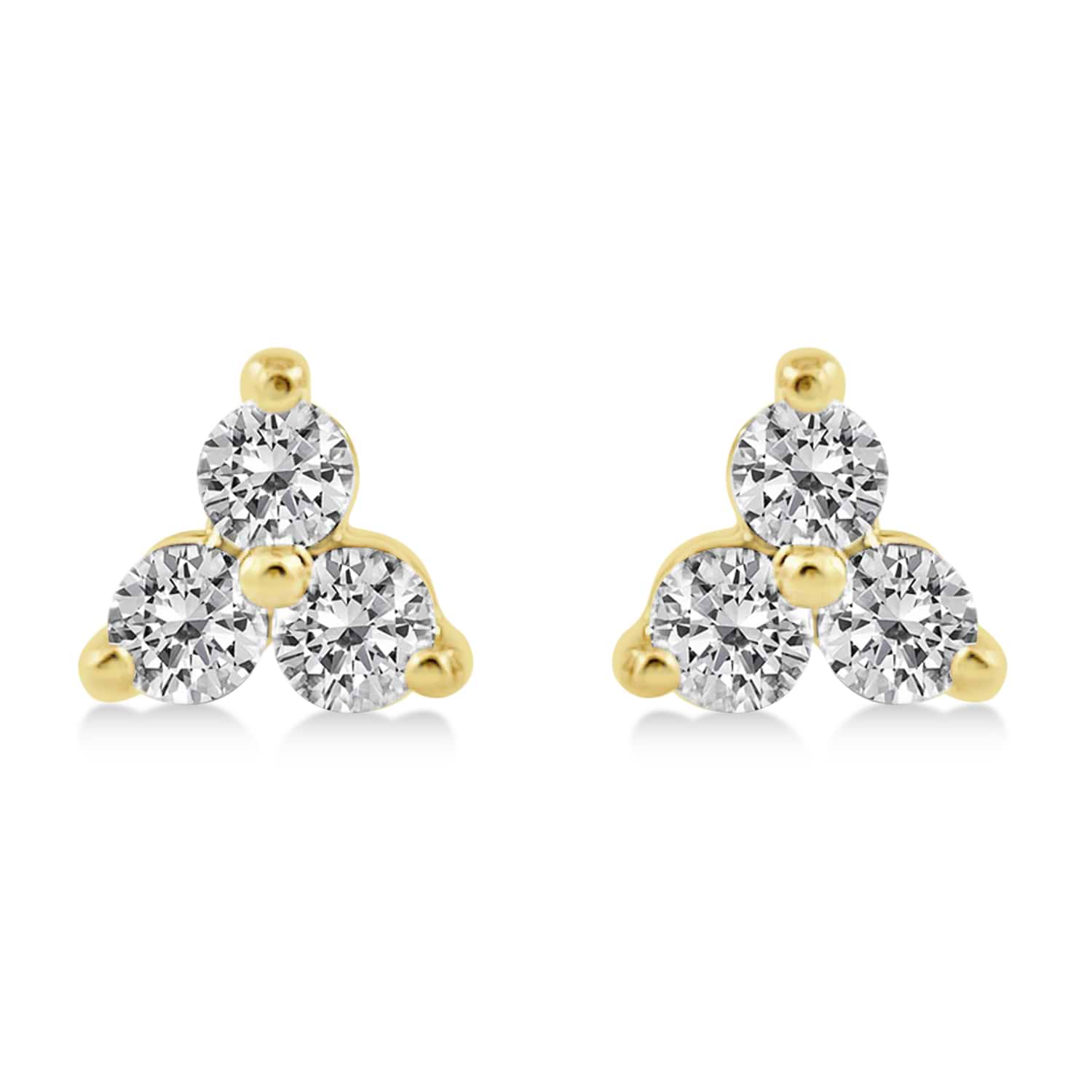 Diamond Three-Stone Triangular Earrings 14k Yellow Gold (0.25ct)