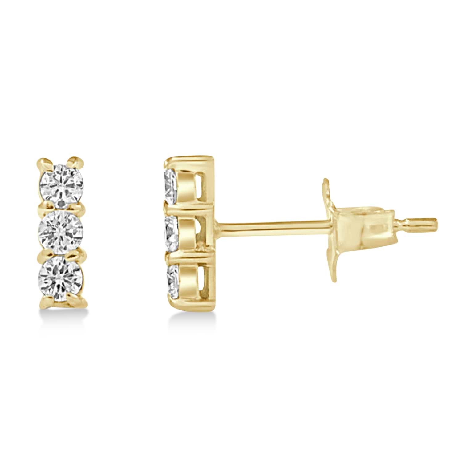 Diamond Three-Stone Bar Earrings 14k Yellow Gold (0.25ct)
