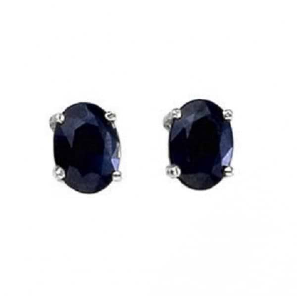 Oval Sapphire Earrings in 14k White Gold (7x5 mm)