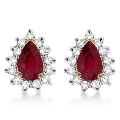 Ruby & Diamond Teardrop Earrings 14k Yellow Gold (1.10ctw)