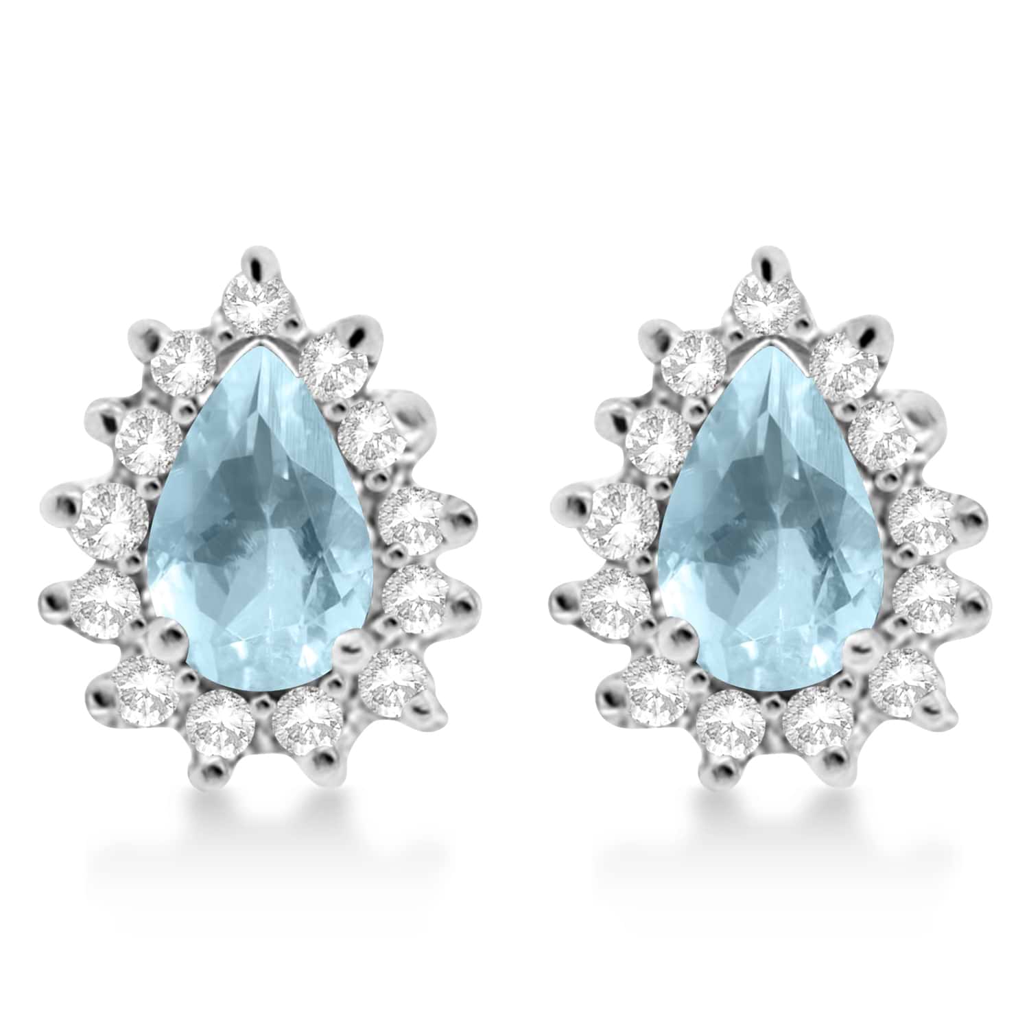 Aquamarine & Diamond Teardrop Earrings 14k White Gold (1.10ctw)