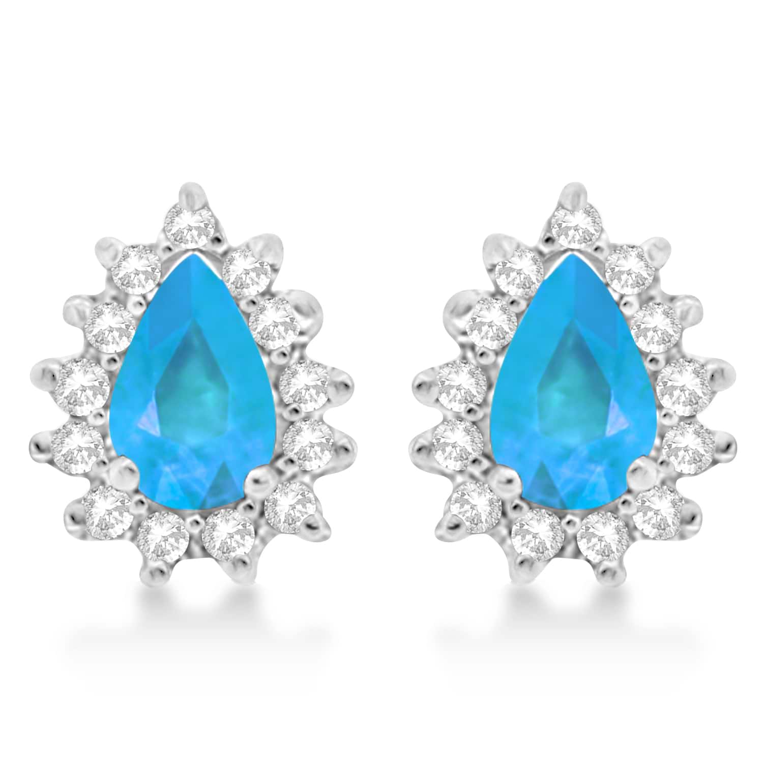 Blue Topaz & Diamond Teardrop Earrings 14k White Gold (1.10ctw)