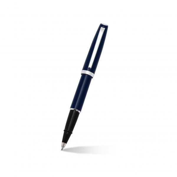 Aurora Style Rollerball Pen in Blue Resin with Silver Trim