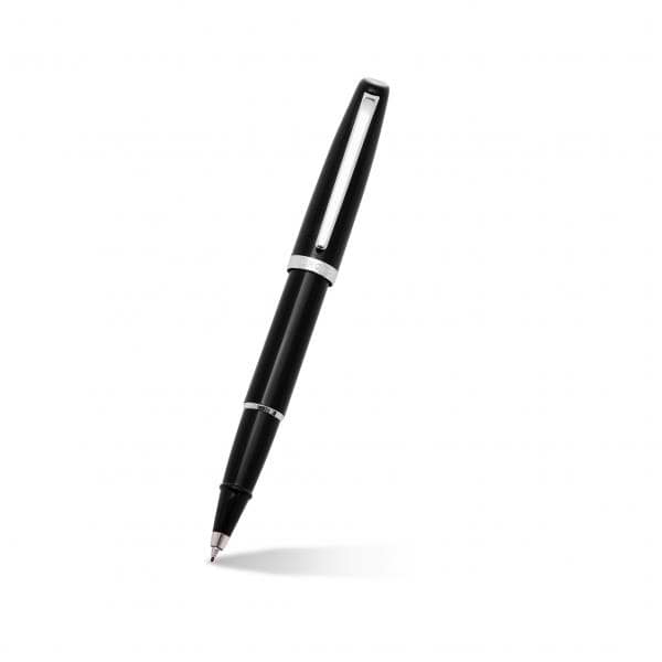 Aurora Style Rollerball Pen in Black Resin with Silver Trim
