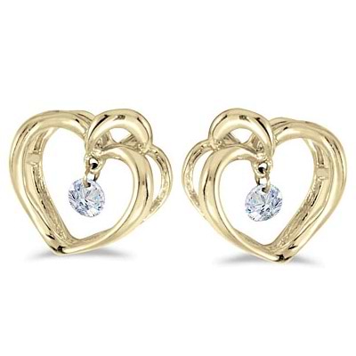 Dashing Diamonds Heart Diamond Earrings 14k Yellow Gold (0.15ct)