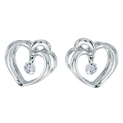 Dashing Diamonds Heart Diamond Earrings 14k White Gold (0.15ct)