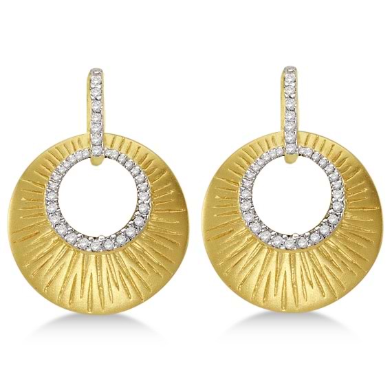 Diamond Shell Earrings Satin Finish 14k Yellow Gold (0.15ct)