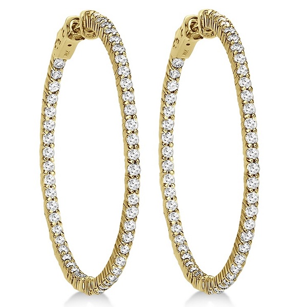 Inside-Out Diamond Hoop Earrings 14k Yellow Gold (3.00ct)