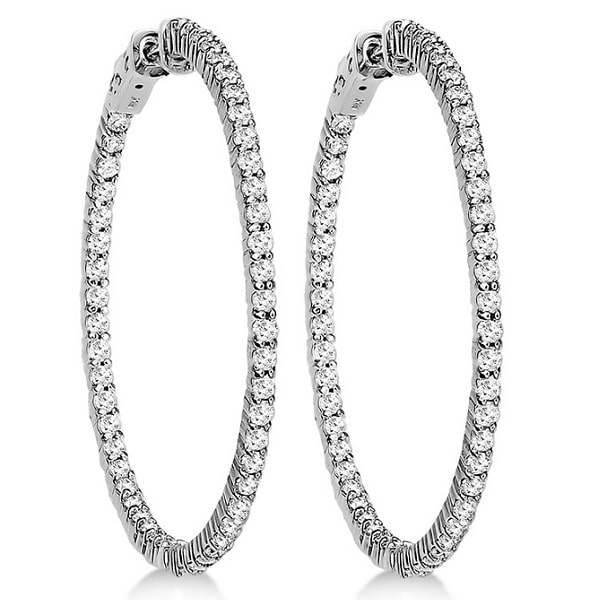 Inside-Out Diamond Hoop Earrings 14k White Gold (3.00ct)