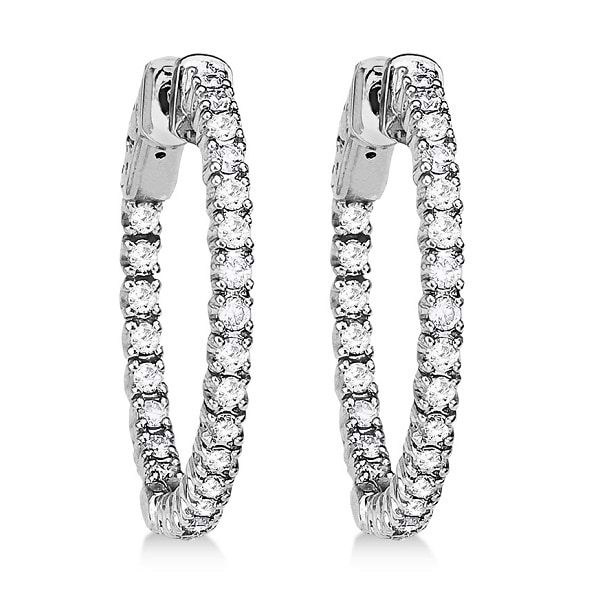 Prong-Set Diamond Hoop Earrings in 14k White Gold (1.00ct)