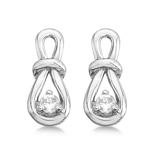 Love Knot Huggie Diamond Earrings 14k White Gold (0.15ct)