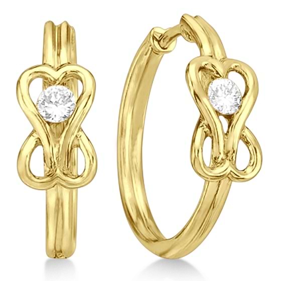 Diamond Love Knot Hoop Earrings in 14k Yellow Gold (0.25ct)