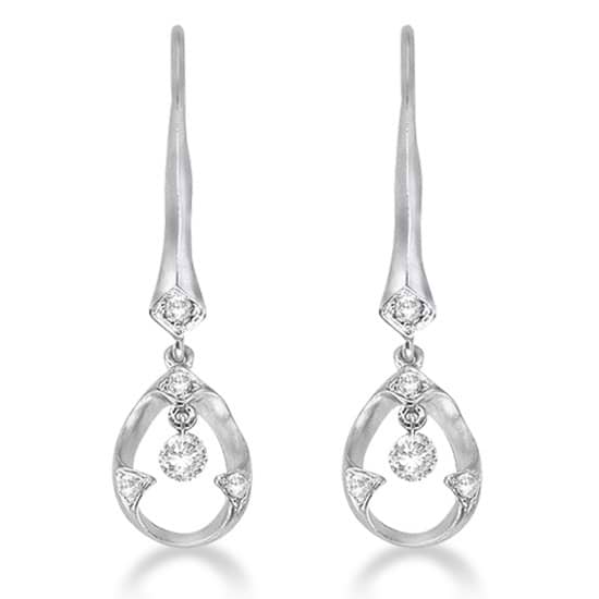 Teardrop Leverback Drop Diamond Earrings 14k White Gold (0.25ct)