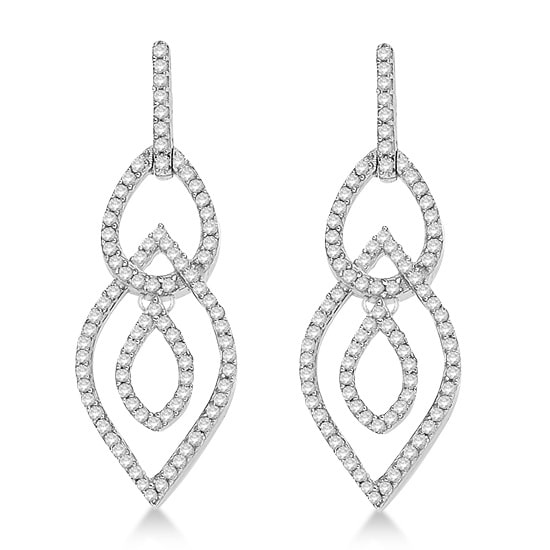 Drop Dangling Teardrop Diamond Earrings in 14k White Gold (0.50ct)
