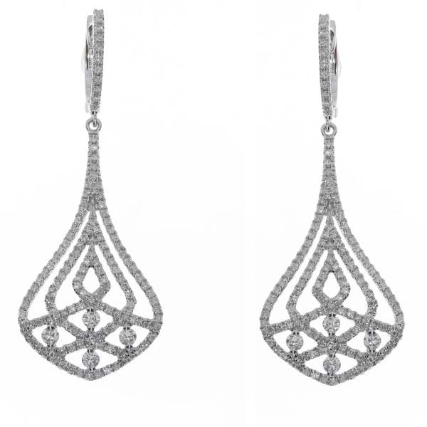 Diamond Accented Fashion Bell Drop Earrings 14k White Gold (1.41ct)