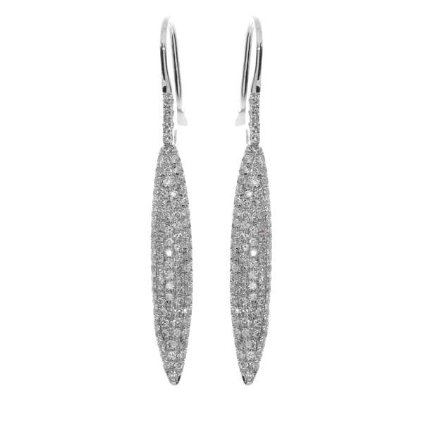 Diamond Accented Long Fashion Earrings 14k White Gold (0.68ct)