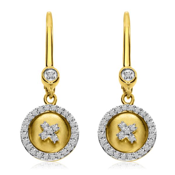 XO Designed Diamond Drop Earrings 14k Yellow Gold 0.30ct
