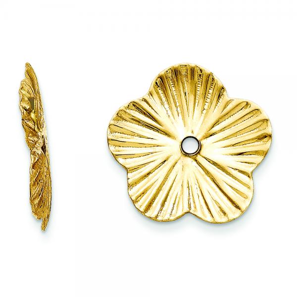 Flower Fancy Earring Jackets in Plain Metal 14k Yellow Gold