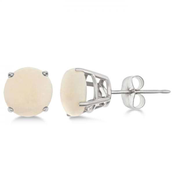 Opal Stud Earrings Sterling Silver Prong Set (1.60ct)