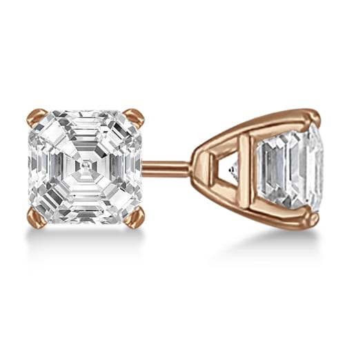 2.00ct. Asscher-Cut Lab Diamond Stud Earrings 14kt Rose Gold (SI1, G-H)