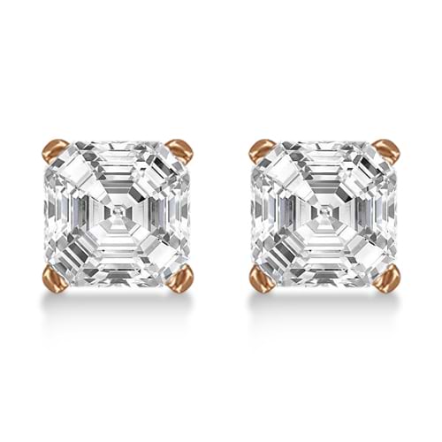 0.50ct. Asscher-Cut Diamond Stud Earrings 14kt Rose Gold (G-H, VS2-SI1)