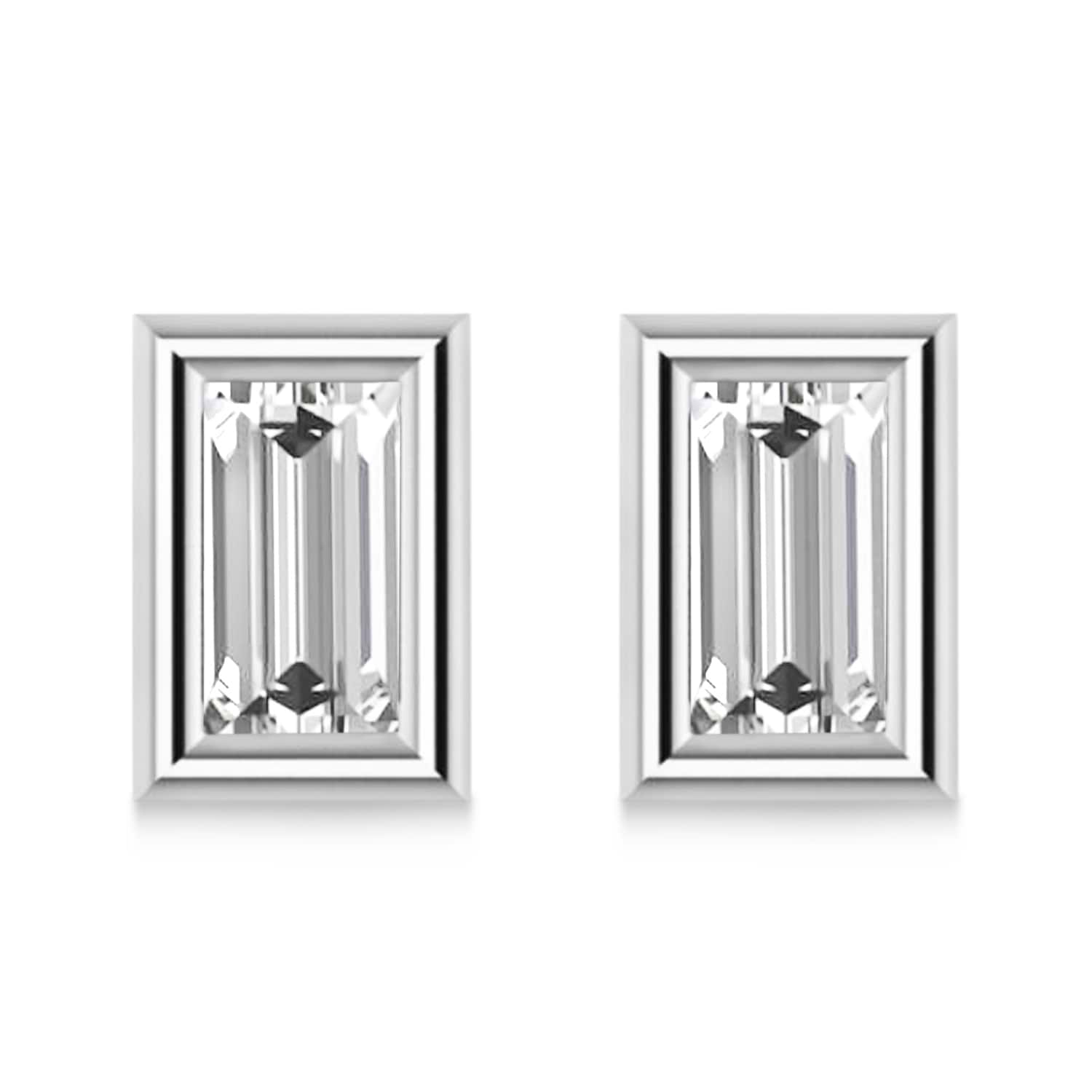 1.50ct Baguette-Cut Diamond Stud Earrings 14kt White Gold (G-H, VS2-SI1)