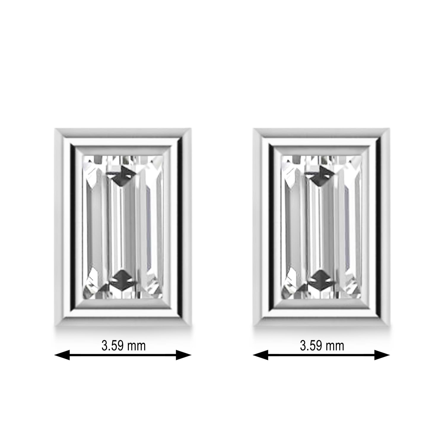 2.00ct Baguette-Cut Diamond Stud Earrings 14kt White Gold (G-H, VS2-SI1)