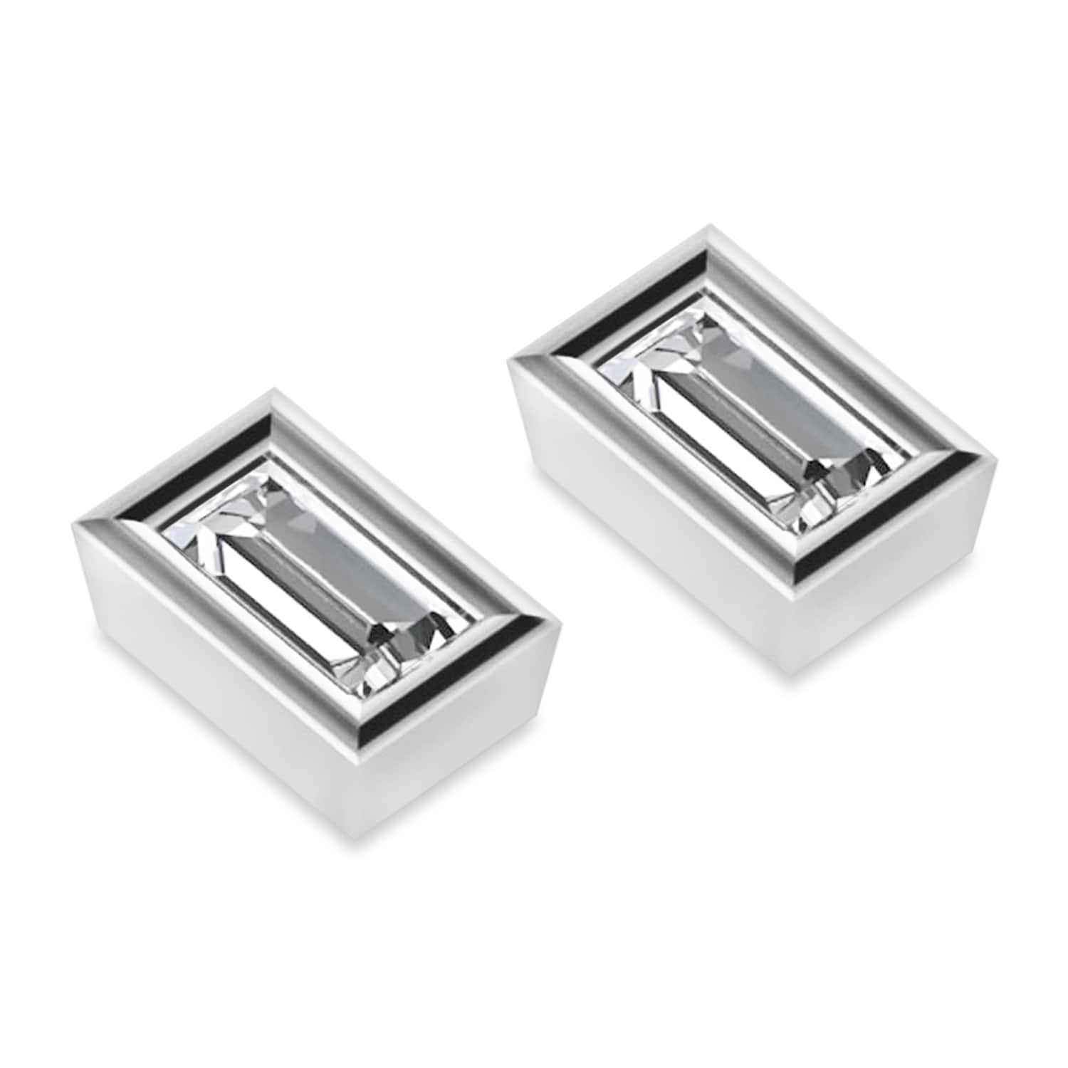 0.50ct Baguette-Cut Diamond Stud Earrings 14kt White Gold (G-H, VS2-SI1)