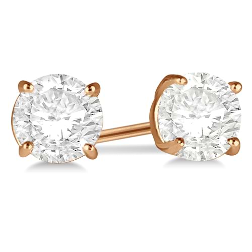 1.50ct. 4-Prong Basket Lab Grown Diamond Stud Earrings 14kt Rose Gold (H, SI1-SI2)