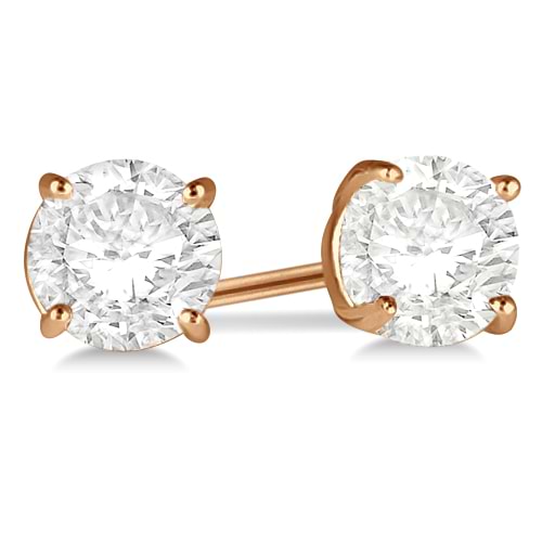 4.00ct. 4-Prong Basket Lab Grown Diamond Stud Earrings 14kt Rose Gold (H, SI1-SI2)