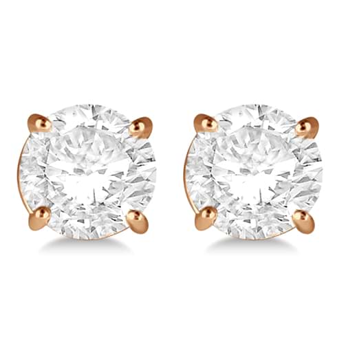 4.00ct. 4-Prong Basket Lab Grown Diamond Stud Earrings 18kt Rose Gold (H, SI1-SI2)