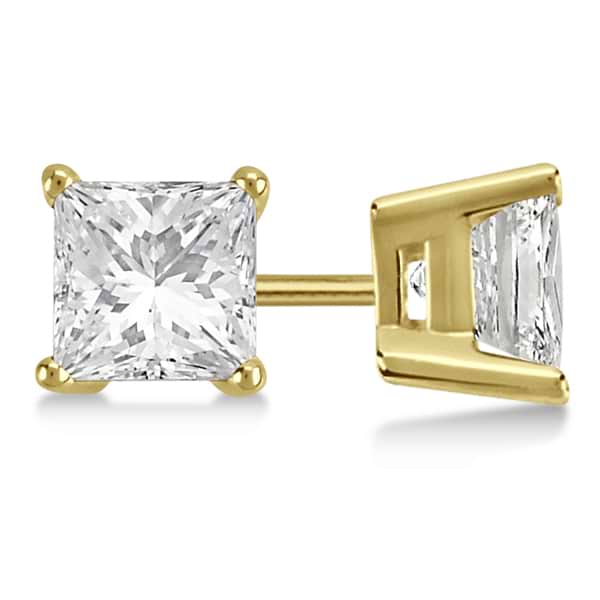 1.00ct. Princess Diamond Stud Earrings 14kt Yellow Gold (H-I, SI2-SI3)