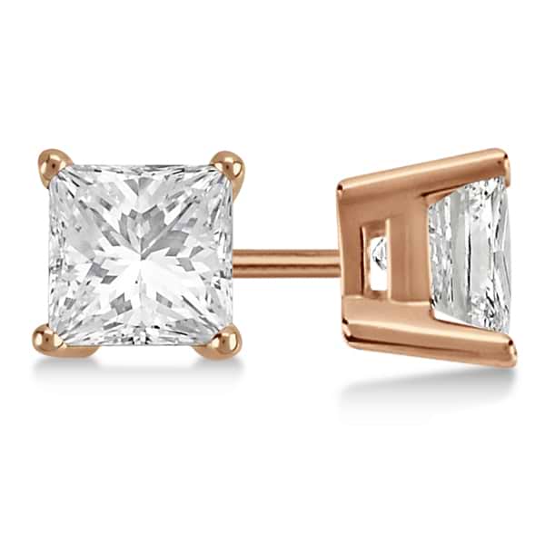 1.00ct. Princess Diamond Stud Earrings 18kt Rose Gold (H-I, SI2-SI3)