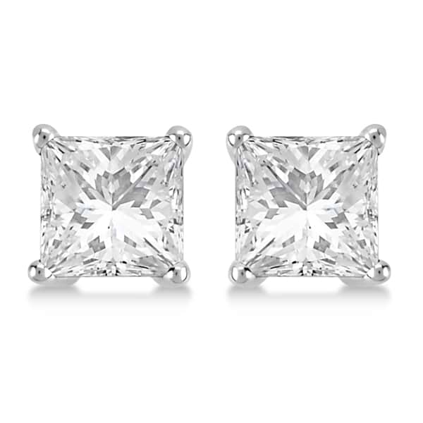 3.00ct. Princess Diamond Stud Earrings 18kt White Gold (H-I, SI2-SI3)