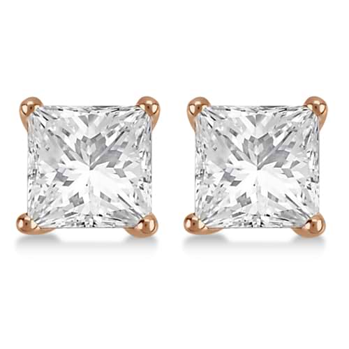 4.00ct. Princess Diamond Stud Earrings 18kt Rose Gold (H, SI1-SI2)