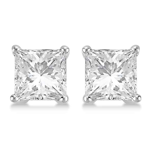 1.00ct. Princess Lab Grown Diamond Stud Earrings 18kt White Gold (G-H, VS2-SI1)