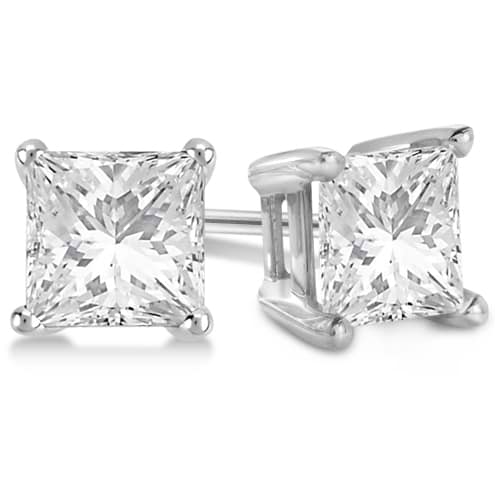 1.50ct. Princess Lab Grown Diamond Stud Earrings Palladium (G-H, VS2-SI1)
